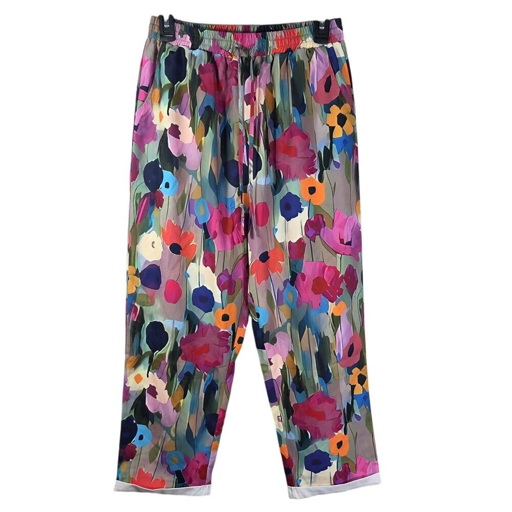 Floral all over print ankle boyfriend pant NWT‎ women size Medium